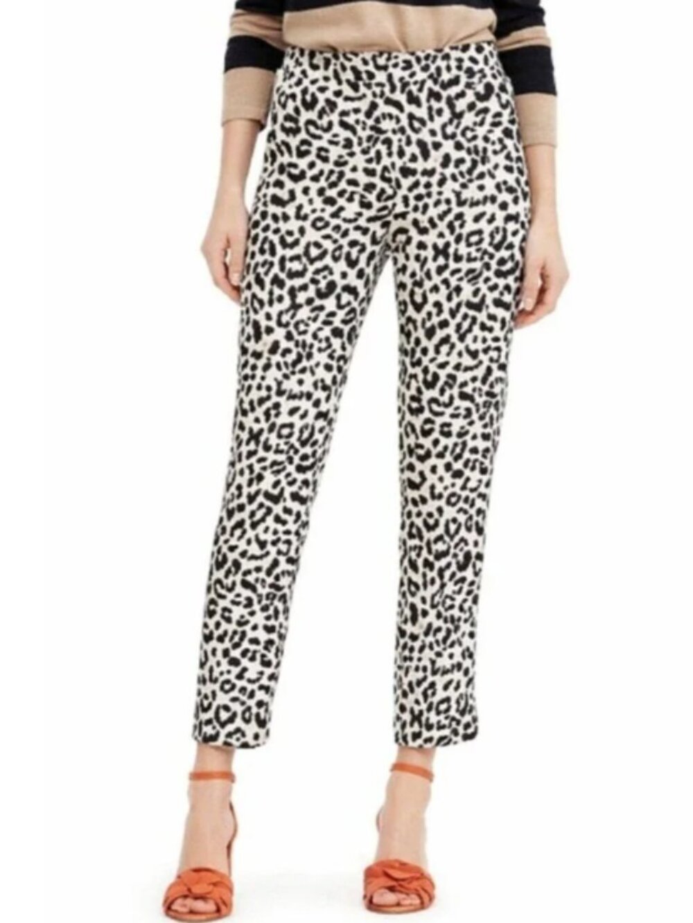 J. Crew linen blend cropped leopard print pants 00